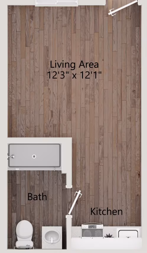 Studio (A) 213 floor plan
